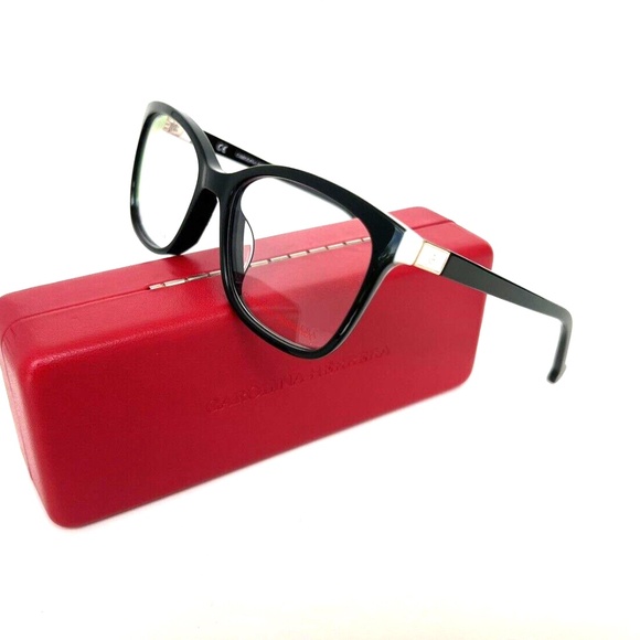 New CAROLINA HERRERA Frames VHE874V 06WT 51 16 135 Black White Acetate Glasses